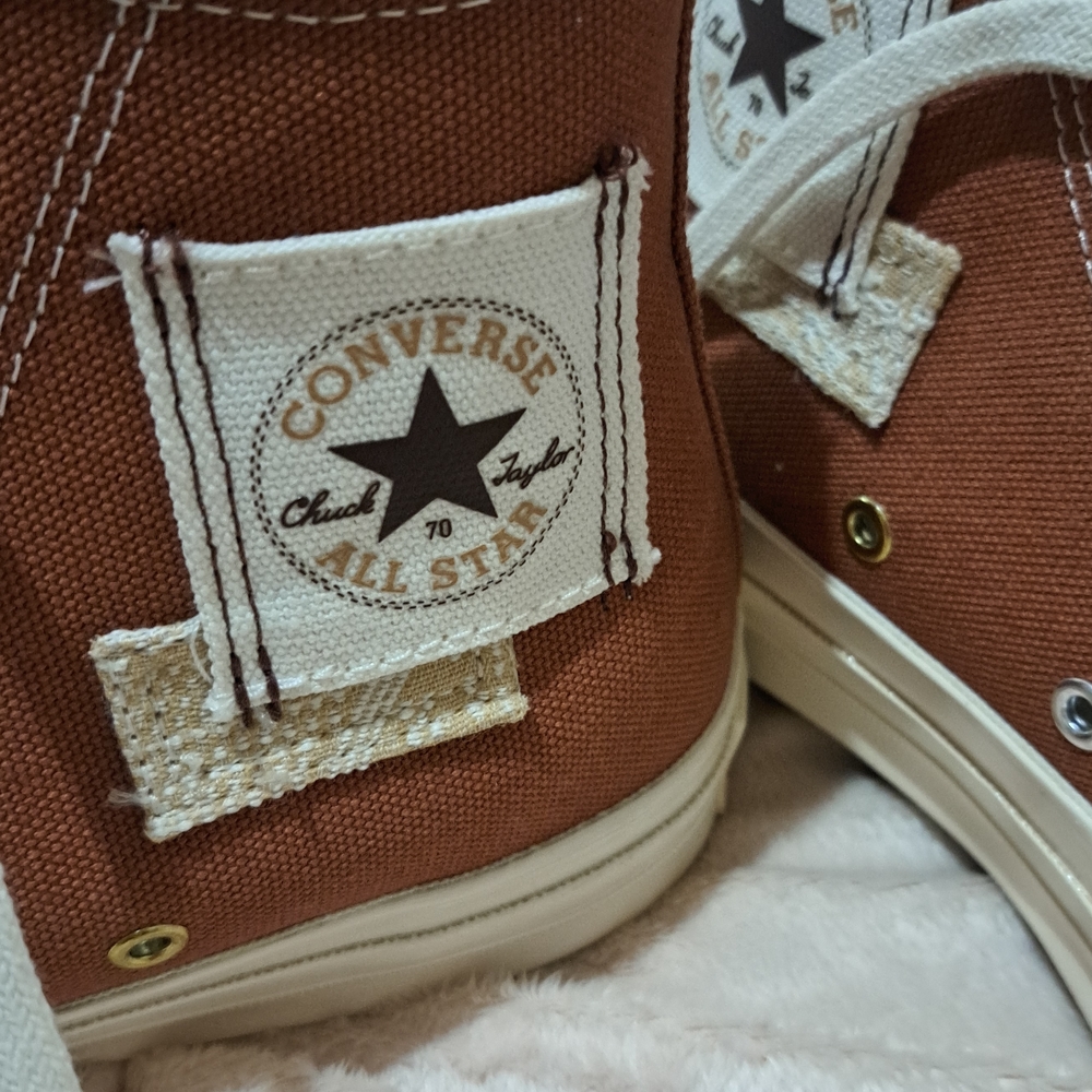 Converse Brown and White High-Top Sneakers - Picture 9 of 11